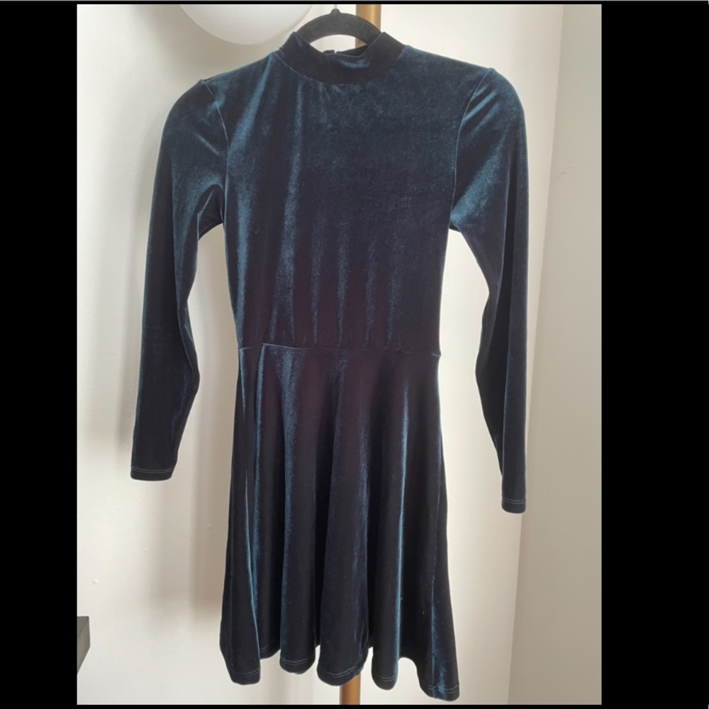 American Apparel Deep Teal Velvet Skater Dress
